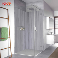 Panneau mural de douche en marbre gris et blanc, accessoire de salle de bain pour hôtel, villa, appartement, fabrication sur mesure par KKR Factory