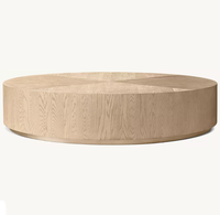 Table basse ronde MACHINTO en chêne américain, table à thé pour salon, base en acier inoxydable, personnalisable, mobile, décorative, écologique