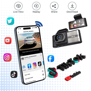 4K Dual Dash Tracker Xe DVR Máy Ảnh 3.16 "IPS Màn Hình 2 Ống Kính Bảo Hiểm Bằng Chứng Đã Được Phê Duyệt 1-Năm Bắc Mỹ Bảo Hành - Product Image 1