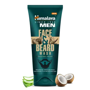 Himalaya Men Face and Beard Wash 80 ml pour un nettoyage en profondeur Aloe Vera Apaise et hydrate la peau.