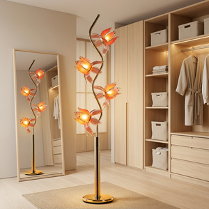 Premium Metal S Pole Lotus <b>Floor</b> <b>Lamp</b> 4 Pink Acrylic Flower Heads Decorative Standing <b>Lamp</b> <b>for</b> Model Home Decoration - Product Image 6
