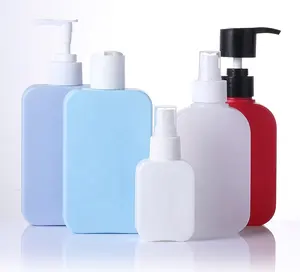 100ml 250ml 300ml 500ml kunden spezifische quadratische HDPE-Verpackungs behälter für Hautpflege und Kosmetik Plastik flaschen mit Lotion pumpe