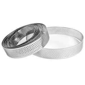 Anillo Redondo Metálico para Tartas de Acero Inoxidable, Utensilio de Repostería Resistente al Calor, Anillos Perforados para Pasteles, Mousse y Repostería, Herramientas para Hornear, Anillos para Tartas - Product Image 1