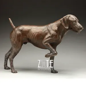 Estátua de cão retriever de bronze dourado, alta qualidade, jardim, fundição, estátua de escultura