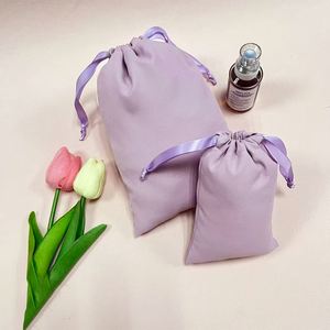 Sac de rangement de luxe en satin bleu avec cordon de serrage pour cheveux, lingerie et perruques, idéal pour un emballage anti-poussière – Offre promotionnelle - Product Image 1