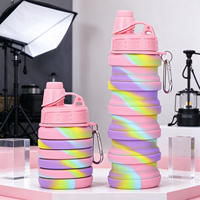 Bouteille d'eau pliable en silicone 500 ml, rétractable, portable, pour le sport et les voyages en extérieur, sans BPA, directement de l'usine