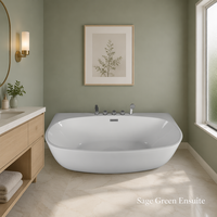 Baignoire autoportante ovale en acrylique blanc OEM ODM 1700x800x580mm avec drain et trop-plein