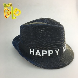 Светодиодная ковбойская шляпа, летняя Праздничная светящаяся неоновая шляпа-федора с Новым годом, мигающая шляпа-федора - Product Image 4