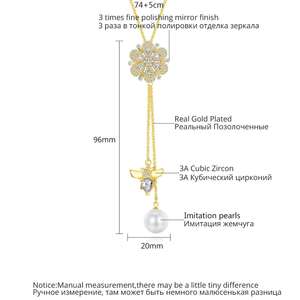 LUOTEEMI kübik zirkonya büyük çiçek moda kadın kolye 74 + 5cm uzun kazak zincir kolye - Product Image 2