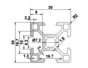 Tiêu chuẩn Châu Âu 3030 nhôm hồ sơ khung 30*30 <span class=keywords><strong>XL</strong></span> - 2.0 công nghiệp nhôm hồ sơ dây chuyền lắp ráp hỗ trợ hồ sơ - Product Image 2