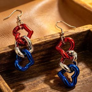 Neue Amerikanische Flagge Blau Rot Weiß Perlen Legierung Strass Ohrhänger 4. Juli Unabhängigkeitstag Feiertag Patriotisches Party-Geschenk - Product Image 2