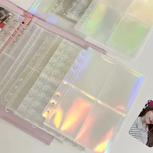 PVC transparente holográfico hojas sueltas A5 A6 foto tarjetero Kpop Photocard álbum mangas
