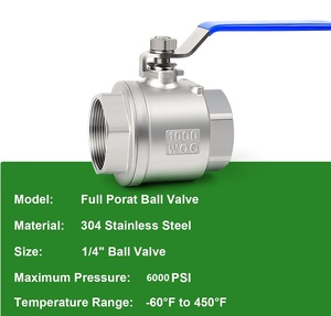 Hochleistungs-Kugelhahn aus Edelstahl 304, FNPT Vollport, 2-teiliger Ventil mit blauem Griff, 1000 WOG für Wasser-, Öl- und Gasleitungen - Product Image 6