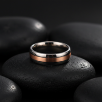 Wolfram-Ehering 8mm für Männer und Frauen Casual/Sportlich Komfortabel 18K Roségold Plattiert Zertifiziert Mittel Gebürstet Poliert THX