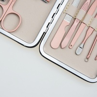 Ensemble de coupe-ongles professionnel en or rose 11 pièces, kit de manucure et pédicure professionnel, boîte de rangement, ciseaux à cuticules