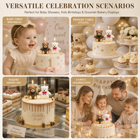 Bougies d'anniversaire en forme d'ours en peluche 3D, design ours brun sculpté pour une décoration de gâteau de fête adorable, OEM ODM personnalisé