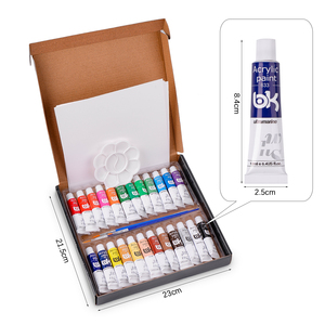 Ensemble de <span class=keywords><strong>peinture</strong></span> <span class=keywords><strong>acrylique</strong></span> 24 couleurs 12ml de haute qualité <span class=keywords><strong>avec</strong></span> pinceau, palette incluse pour <span class=keywords><strong>peinture</strong></span> sur <span class=keywords><strong>verre</strong></span> et toile - Product Image 1