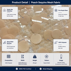 Telas de malla de lentejuelas de alta calidad a <span class=keywords><strong>precio</strong></span> de fábrica 100 poliéster hermoso color para vestido de lentejuelas de niña - Product Image 3