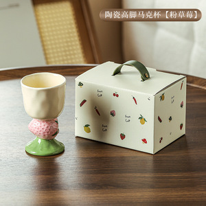 <span class=keywords><strong>Cute</strong></span> Fruit-Shaped pintados à mão Cálice Copo Cerâmico 180ml Capacidade para Café Melancia Morango Sobremesa - Product Image 4