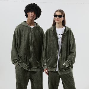 Sudadera con Capucha Personalizada con Logotipo, Estilo Vintage Desgastado para Hombre, Tejido Grueso Lavado a la Piedra, 100% Algodón, Chaqueta Lisa Estampada para Invierno - Product Image 3