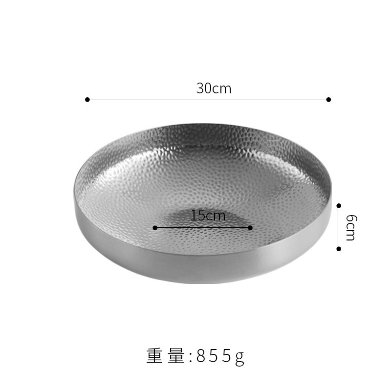 Plato de longevidad plateado de 30 cm de profundidad.