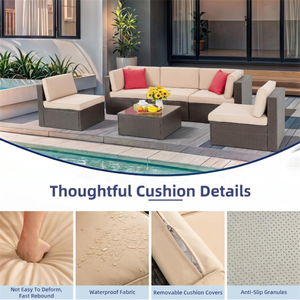 Meistverkauftes L-förmiges Eck-Terrassensofa aus Korbgeflecht Kleines Outdoor-Sektionalsofa für Garten und Hinterhof - Product Image 3