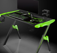 Bureau de jeu pour ordinateur moderne en métal noir, personnalisé, avec éclairage LED, extensible en forme de Z, pré-assemblé, de haute qualité, pour chambre de joueur 2026