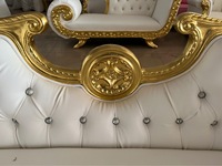 Canapé Trône Royal en Cuir Blanc et Doré de Qualité Supérieure pour Mariage, Chaise du Roi et du Marié