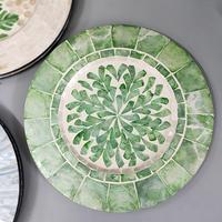 Plateau de rangement créatif en bois de style américain, rond, vintage, à motif floral, style nordique, idéal pour la maison