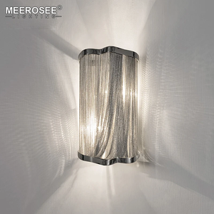 MEEROSEE <span class=keywords><strong>Atlantis</strong></span> Kettenleuchte für Wandlampe Aluminium-Kette Wandhalterung Licht Silberne Wandbeschläge Beleuchtung Ganglampe MD2616 - Product Image 2