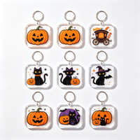 Ensemble de 12 porte-clés en acrylique pour Halloween, breloques Kawaii effrayantes, cadeaux de fête