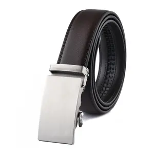 hebilla de cinturón de los hombres tamaño 40 Suppliers-Cinturón de cuero con hebilla automática para hombre, venta al por mayor, de trinquete, personalizado, auténtico