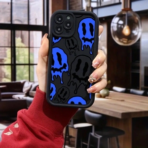 Nouvelle Coque de Téléphone Populaire au Design Visage de Fantôme Bleu pour iPhone 15 17 Pro Max 14 13 12 – Coque Personnalisée Antichoc Effet Bonbon - Product Image 6