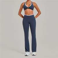 Ensemble de yoga respirant pour femmes QS8081, 2 pièces, soutien-gorge de sport rembourré, leggings évasés, vêtements de sport, vêtements de yoga