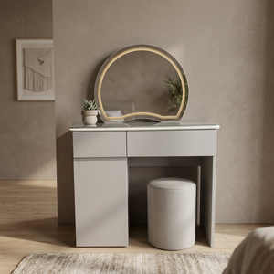 Modern Makeup <b>Vanity</b> <b>Table</b> With Lighted <b>Mirror</b> Storage Desk For Bedroom Furniture - Product Image 2