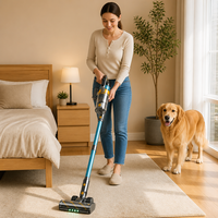 Aspirateur sans fil, 260W 27000PA, 45 minutes d'autonomie pour la maison, avec brosse motorisée pour lit, flexible, écran tactile LED, autoportant