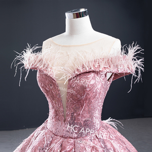2022 elegante Europeo Americano sueño princesa vestido de novia estilo modesto nueva novia hecho a mano diamante diseño musulmán mujeres tela - Product Image 2