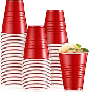 डिस्पोजेबल Vasos डे Plastico पार्टी पेय पीपी रस कप कस्टम रंग की प्लास्टिक लाल बियर पांग कप के लिए पार्टी