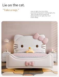 Modern Design Furniture Queen Frame <strong>Hello</strong> <strong>Kitty</strong> <strong>Bed</strong> Girl Cartoon Double Wood Children <strong>Beds</strong> for Kids - Product Image 2