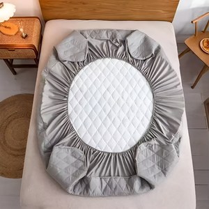 Nuovo stile all'ingrosso lenzuola impermeabili in poliestere 100% coprimaterasso di buona qualità coprimaterasso trapuntato biancheria da letto con gonna da letto - Product Image 4