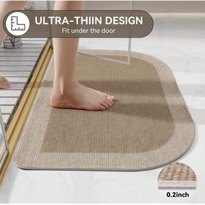 Tapis de bain Sally Horseshoe en fibre de polyester absorbant et antidérapant, tapis d'entrée de salle de bain au design minimaliste, couleur unie - Product Image 3