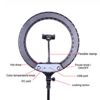 Lampu Cincin LED Swafoto, Fotografi Kecantikan Ponsel Suhu Warna 3000-6500K 40W 14 Inci