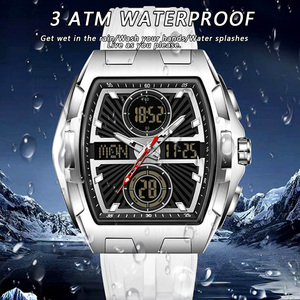 Montre numérique pour homme SANDA 6203, forme tonneau, sport de plein air, multifonction, compte à rebours, lumineuse, étanche, montre-bracelet pour adolescents - Product Image 4