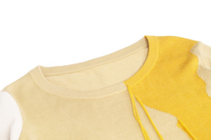 Custom LOGO OEM ODM Men's Letter Colour Blocking <strong>Funky</strong> Drawstring Baggy Custom Knit Sweater Knitted New Design Tassel Fleece - Product Image 3