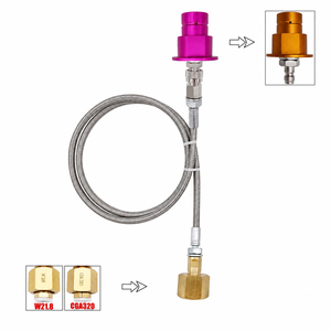 Tuyau d'air gazeux tressé en acier inoxydable W21.8 avec adaptateur à connexion rapide fileté CGA320 pour réservoir de CO2 externe, 1,5 m, pour gaz domestique et soda - Product Image 1