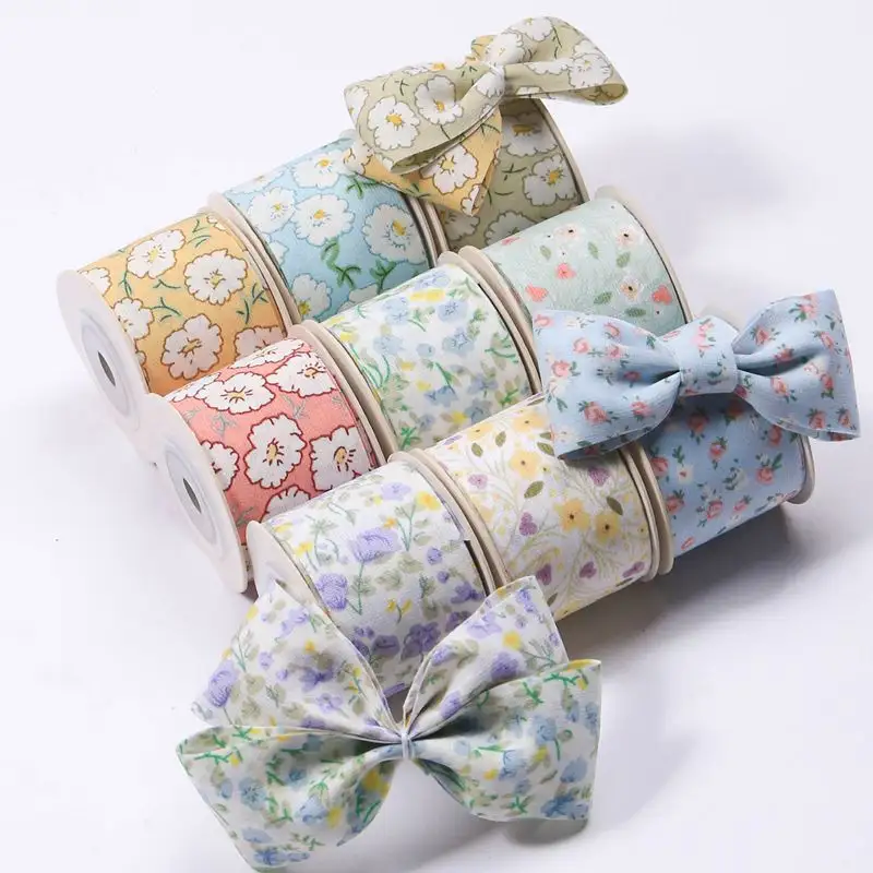 10yards/pcs Double-sided pastoral small floral print ribbon DIY bow hairpin gift wrapping belt