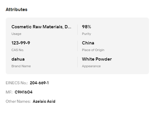 ผงกรดอะซีเลอิกเกรดเครื่องสำอาง ความบริสุทธิ์ 99% อ่อนโยน ช่วยปรับผิวกระจ่างใส เหมาะสำหรับผลิตภัณฑ์บำรุงผิวหน้า - Product Image 6