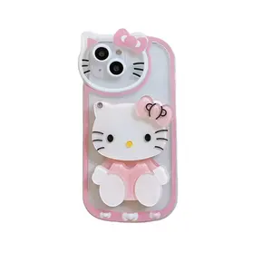 Hello sevimli kitty darbeye dayanıklı cep telefonu kılıfı kalıp 3d silikon cep telefonu kılıfı iphone 14 13 pro max xr 12 11