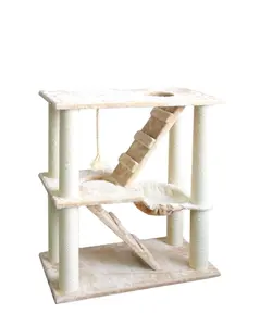 Tapis Beige pour animaux de compagnie, corde en bois de Sisal, tapis Premium, mur en bois, arbre de chat, maison pour chats