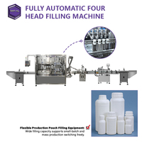 Machine de remplissage automatique à 4 têtes contrôlée par PLC, haute productivité, pour liquides, huiles et pâtes, avec réglage de remplissage et conditionnement en usine